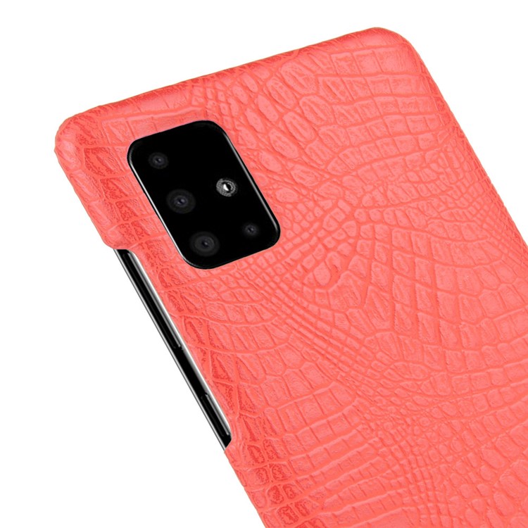 Crocodile Skin PU Leather Coated Hard Plastic Protective Case for Samsung Galaxy A71 - Red-5
