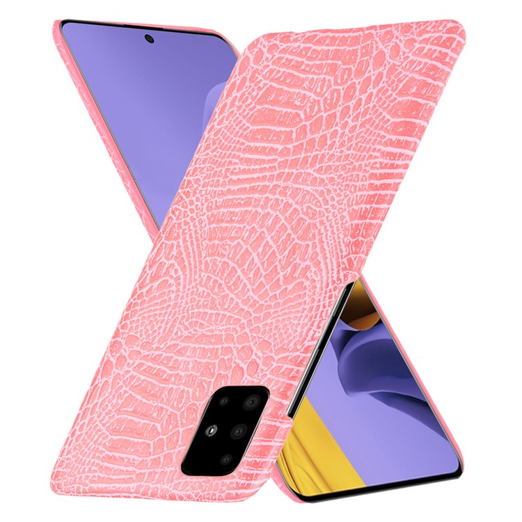 Crocodile Skin PU Leather Coated Hard Plastic Protective Case for Samsung Galaxy A71 - Pink-2