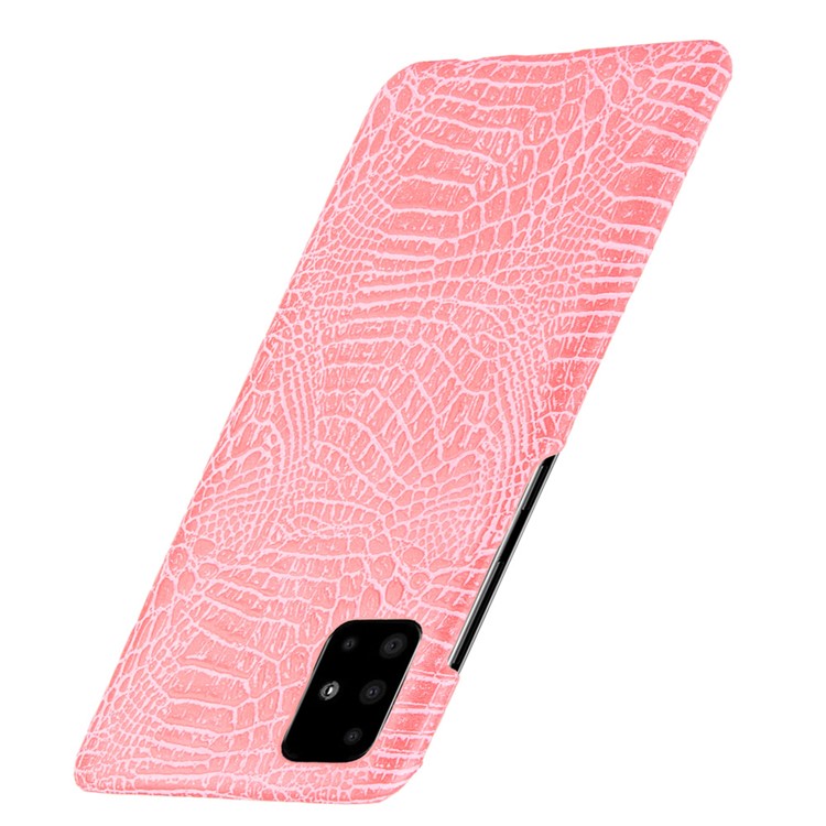 Crocodile Skin PU Leather Coated Hard Plastic Protective Case for Samsung Galaxy A71 - Pink-3