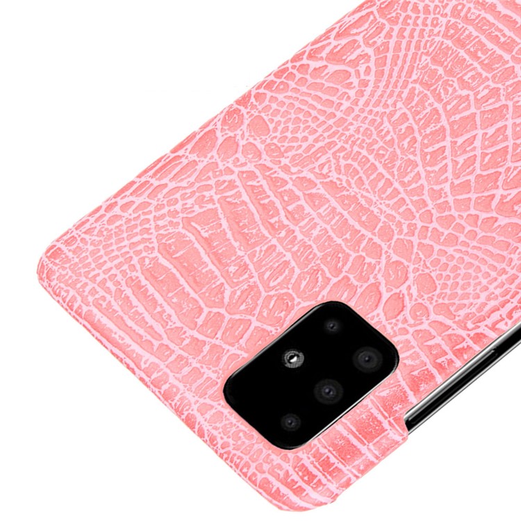 Crocodile Skin PU Leather Coated Hard Plastic Protective Case for Samsung Galaxy A71 - Pink-4