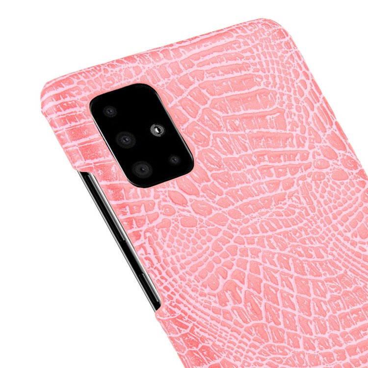 Crocodile Skin PU Leather Coated Hard Plastic Protective Case for Samsung Galaxy A71 - Pink-5