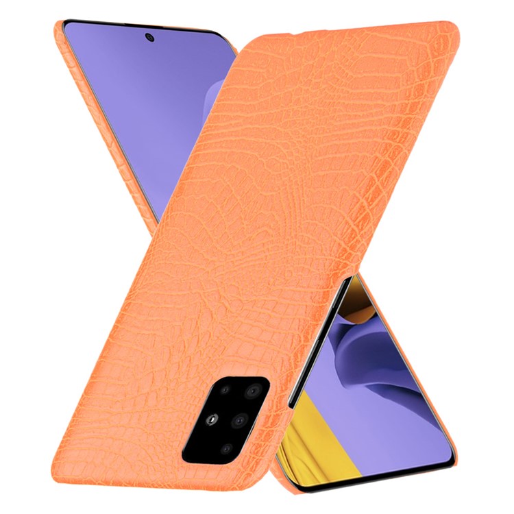 Crocodile Skin PU Leather Coated Hard Plastic Protective Case for Samsung Galaxy A71 - Orange-2
