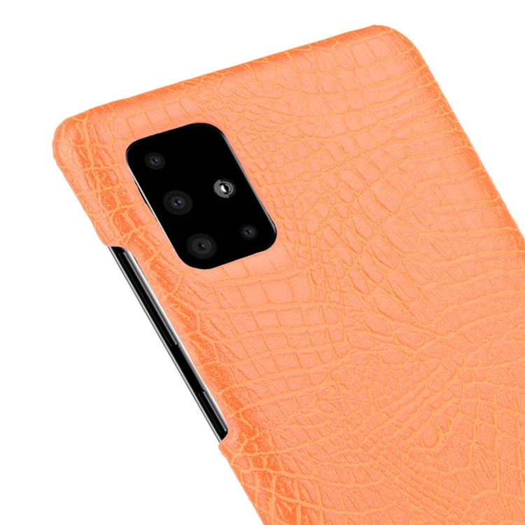 Crocodile Skin PU Leather Coated Hard Plastic Protective Case for Samsung Galaxy A71 - Orange-5
