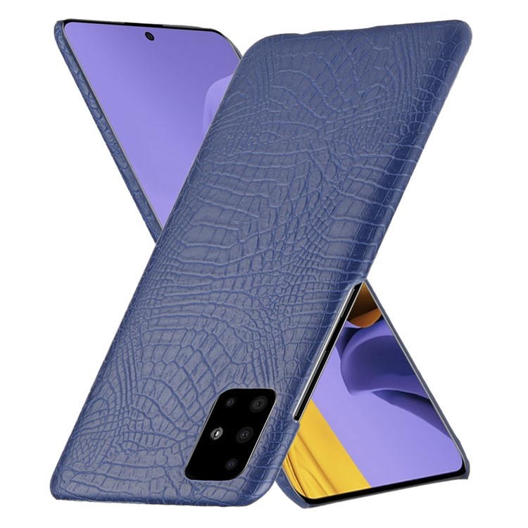Crocodile Skin PU Leather Coated Hard Plastic Protective Case for Samsung Galaxy A71 - Dark Blue-2