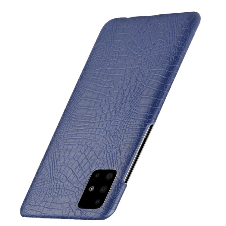 Crocodile Skin PU Leather Coated Hard Plastic Protective Case for Samsung Galaxy A71 - Dark Blue-3