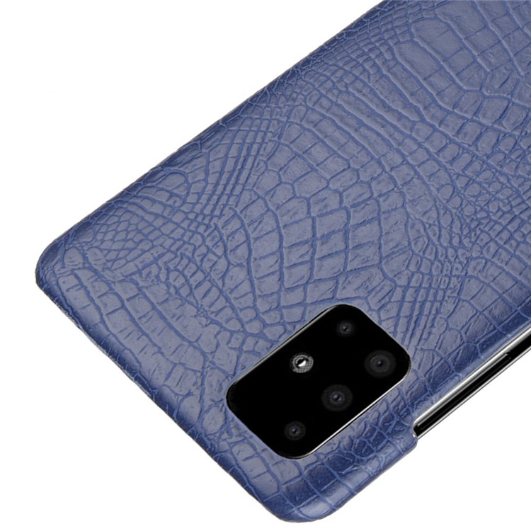 Crocodile Skin PU Leather Coated Hard Plastic Protective Case for Samsung Galaxy A71 - Dark Blue-4