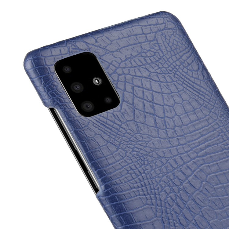 Crocodile Skin PU Leather Coated Hard Plastic Protective Case for Samsung Galaxy A71 - Dark Blue-5