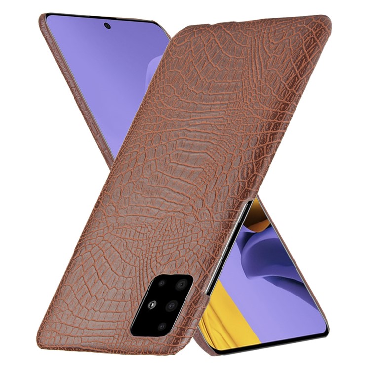 Crocodile Skin PU Leather Coated Hard Plastic Protective Case for Samsung Galaxy A71 - Brown-2