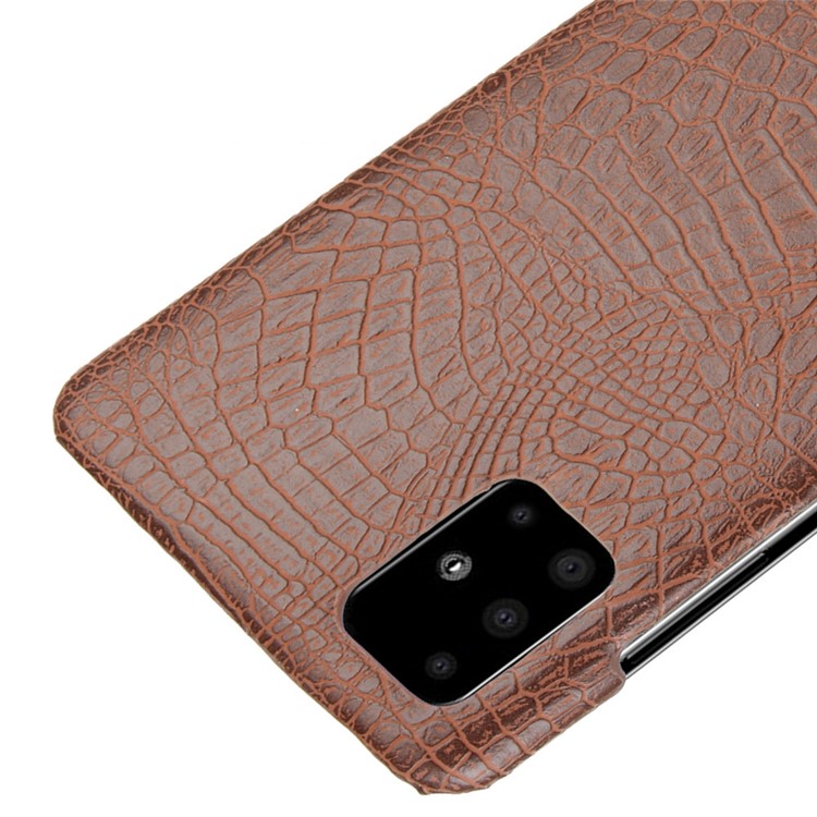 Crocodile Skin PU Leather Coated Hard Plastic Protective Case for Samsung Galaxy A71 - Brown-4