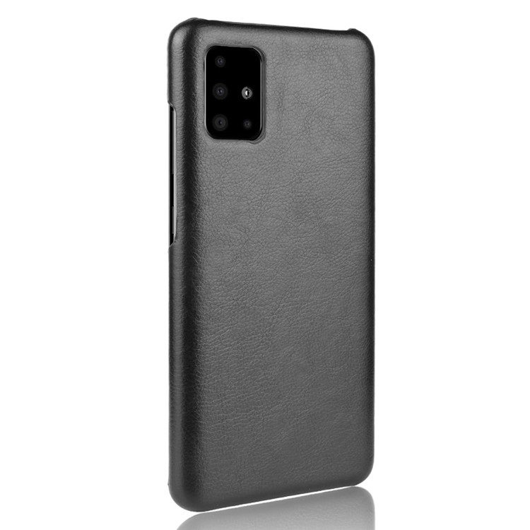 Litchi Skin Leather Coated Hard PC Case Protective Cover for Samsung Galaxy A71 - Black-3