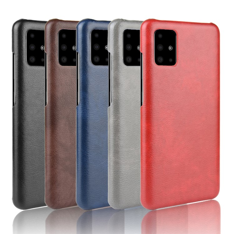 Litchi Skin Leather Coated Hard PC Case Protective Cover for Samsung Galaxy A71 - Black-5