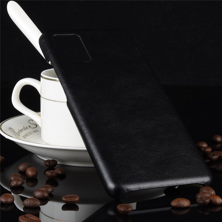 Litchi Skin Leather Coated Hard PC Case Protective Cover for Samsung Galaxy A71 - Black-6