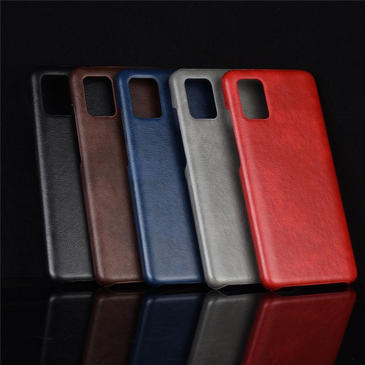 Litchi Skin Leather Coated Hard PC Case Protective Cover for Samsung Galaxy A71 - Grey-6