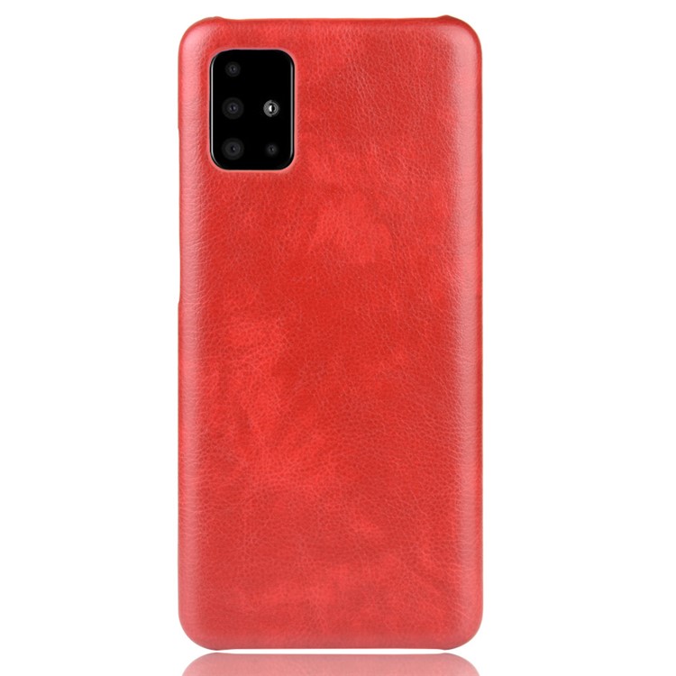 Litchi Skin Leather Coated Hard PC Case Protective Cover for Samsung Galaxy A71 - Red-2