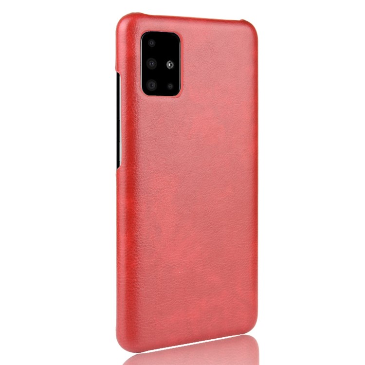 Litchi Skin Leather Coated Hard PC Case Protective Cover for Samsung Galaxy A71 - Red-3