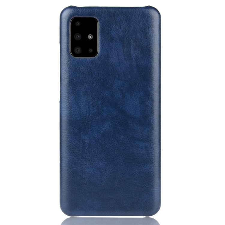 Litchi Skin Leather Coated Hard PC Case Protective Cover for Samsung Galaxy A71 - Blue-2