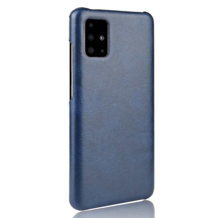 Litchi Skin Leather Coated Hard PC Case Protective Cover for Samsung Galaxy A71 - Blue-3