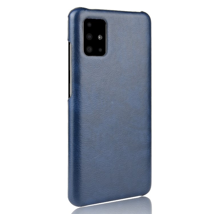 Litchi Skin Leather Cathed Coated Case Copective Cover Для Samsung Galaxy A71 - Синий-3