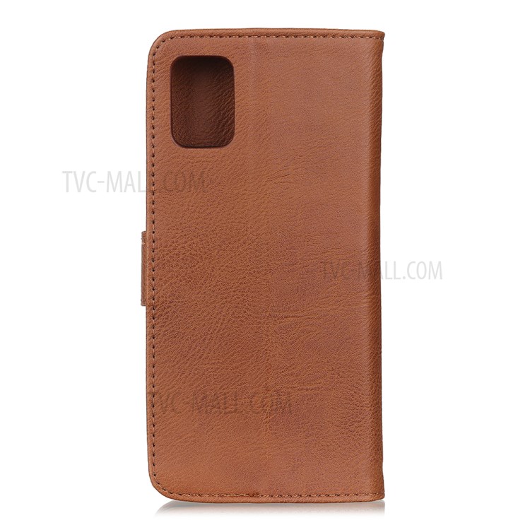 KHAZNEH Wallet Stand Leather Cell Phone Cover Casing for Samsung Galaxy S20 - Brown-3