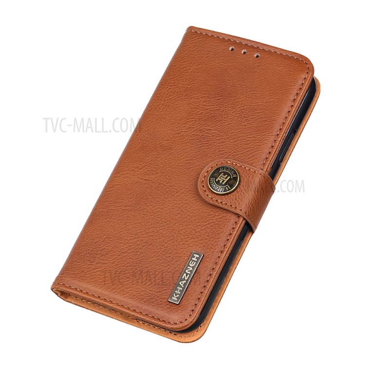 KHAZNEH Wallet Stand Leather Cell Phone Cover Casing for Samsung Galaxy S20 - Brown-5