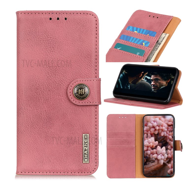 Cubierta de Cubierta de Teléfono Celular de Cuero Khazneh Wallet Para Samsung Galaxy A71 - Rosado