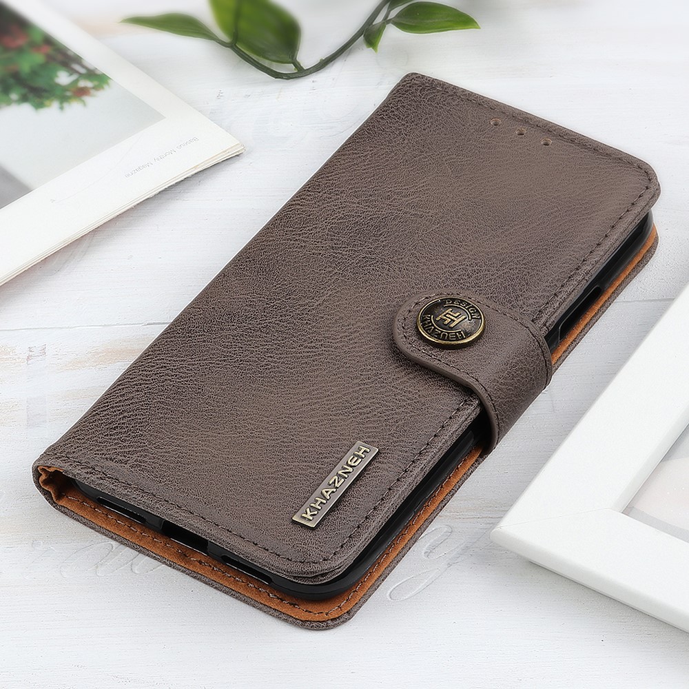 KHAZNEH Wallet Stand Leather Cell Phone Case for Samsung Galaxy Note 10 Lite/A81 - Khaki-10