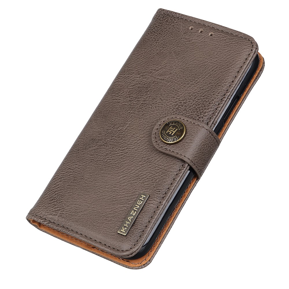 KHAZNEH Wallet Stand Leather Cell Phone Case for Samsung Galaxy Note 10 Lite/A81 - Khaki-5