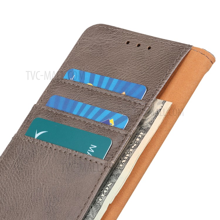 KHAZNEH Wallet Stand Leather Cell Phone Cover Casing for Samsung Galaxy S20 Ultra - Khaki-7