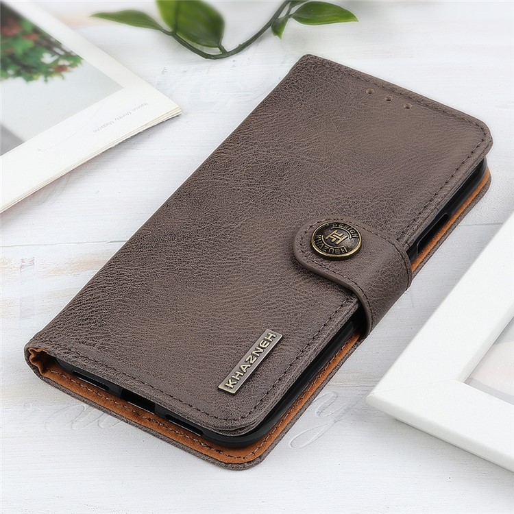 KHAZNEH Wallet Stand Leather Mobile Phone Cover Casing for Samsung Galaxy A50/A50s/A30s - Khaki-10