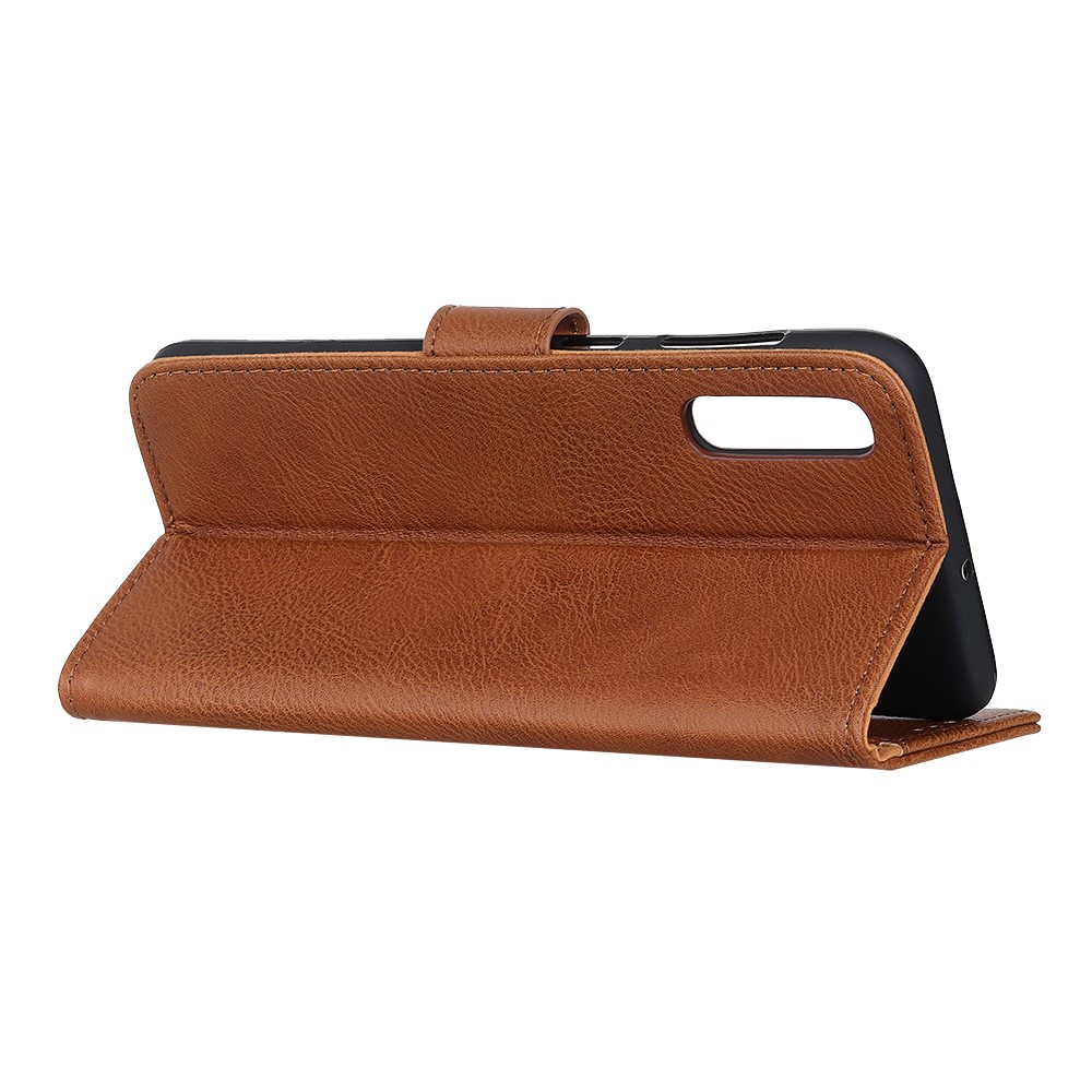 KHAZNEH Wallet Stand Leather Mobile Phone Cover Casing for Samsung Galaxy A50/A50s/A30s - Brown-4