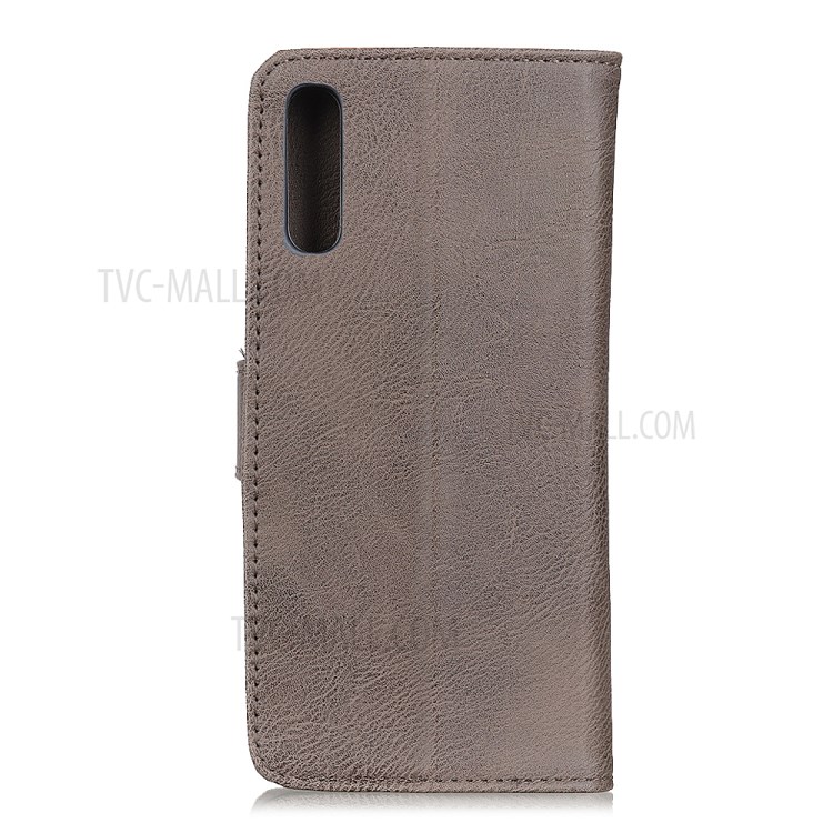 KHAZNEH Wallet Stand Leather Cell Phone Protection Casing for Samsung Galaxy A70 - Khaki-3