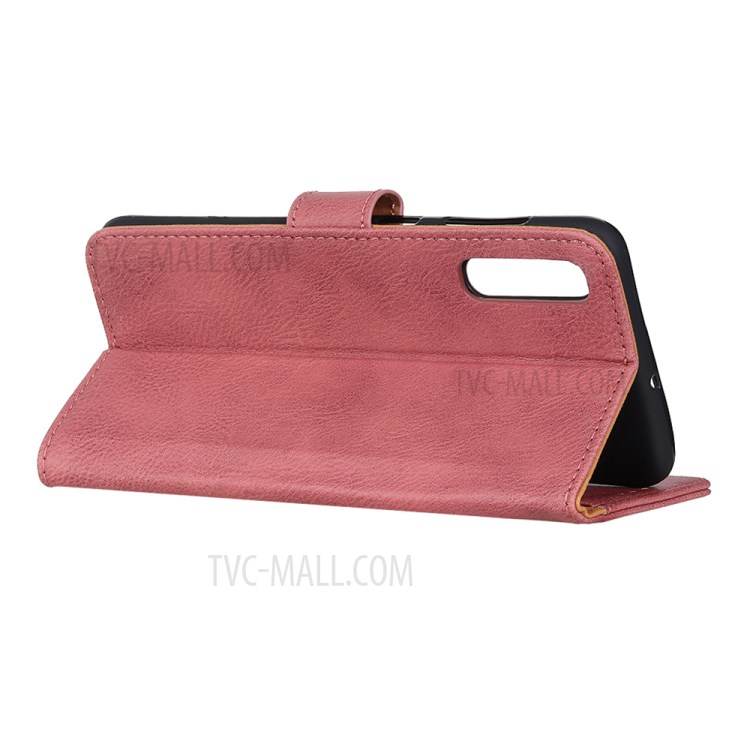 KHAZNEH Wallet Stand Leather Cell Phone Protection Casing for Samsung Galaxy A70 - Pink-4
