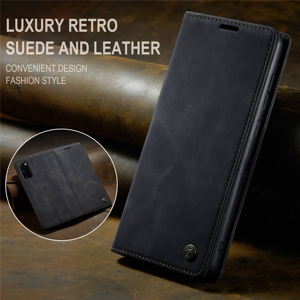 CASEME 013 Series Auto-absorbed Flip Leather Wallet Case for Samsung Galaxy S20 - Black-11