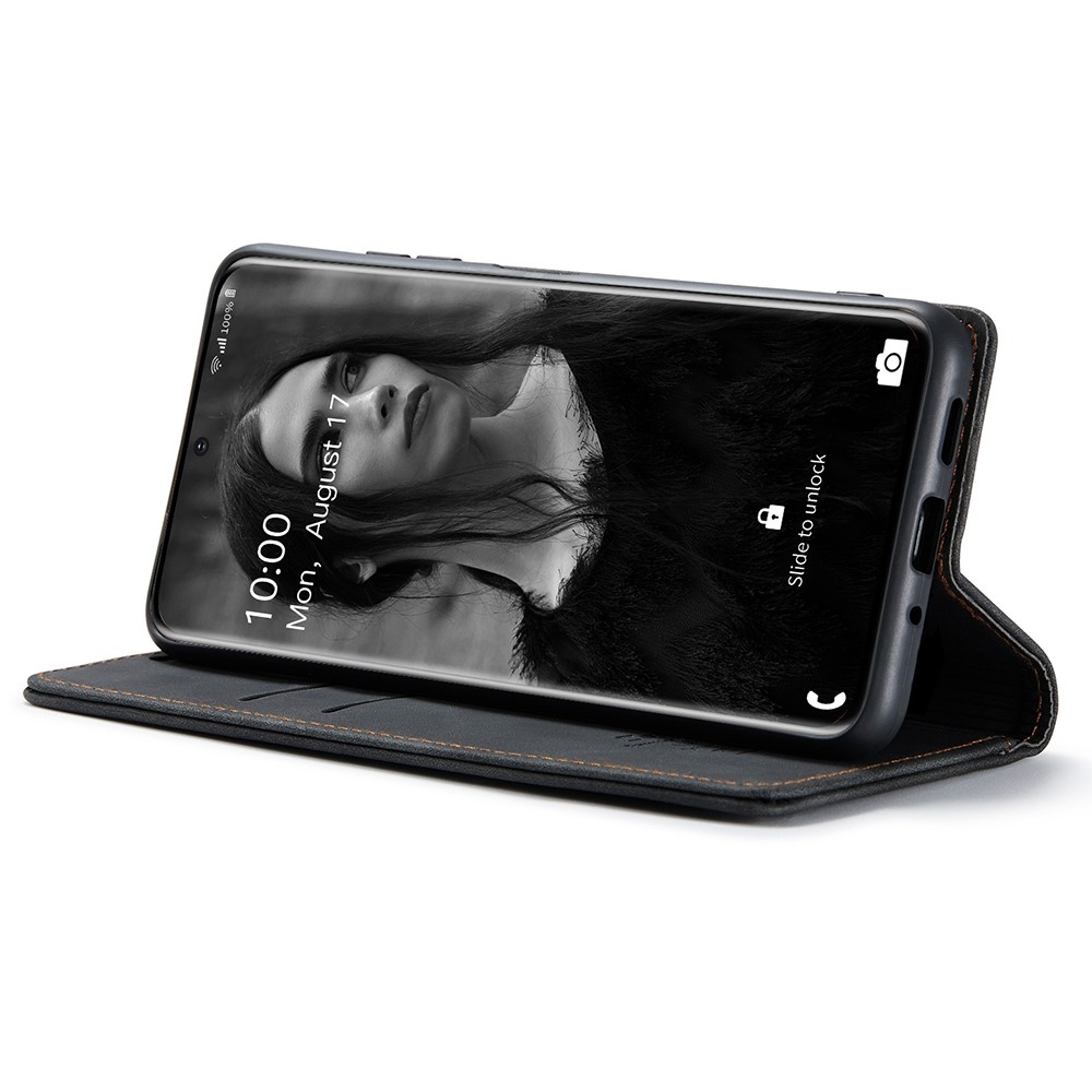 CASEME 013 Series Auto-absorbed Flip Leather Wallet Case for Samsung Galaxy S20 - Black-3