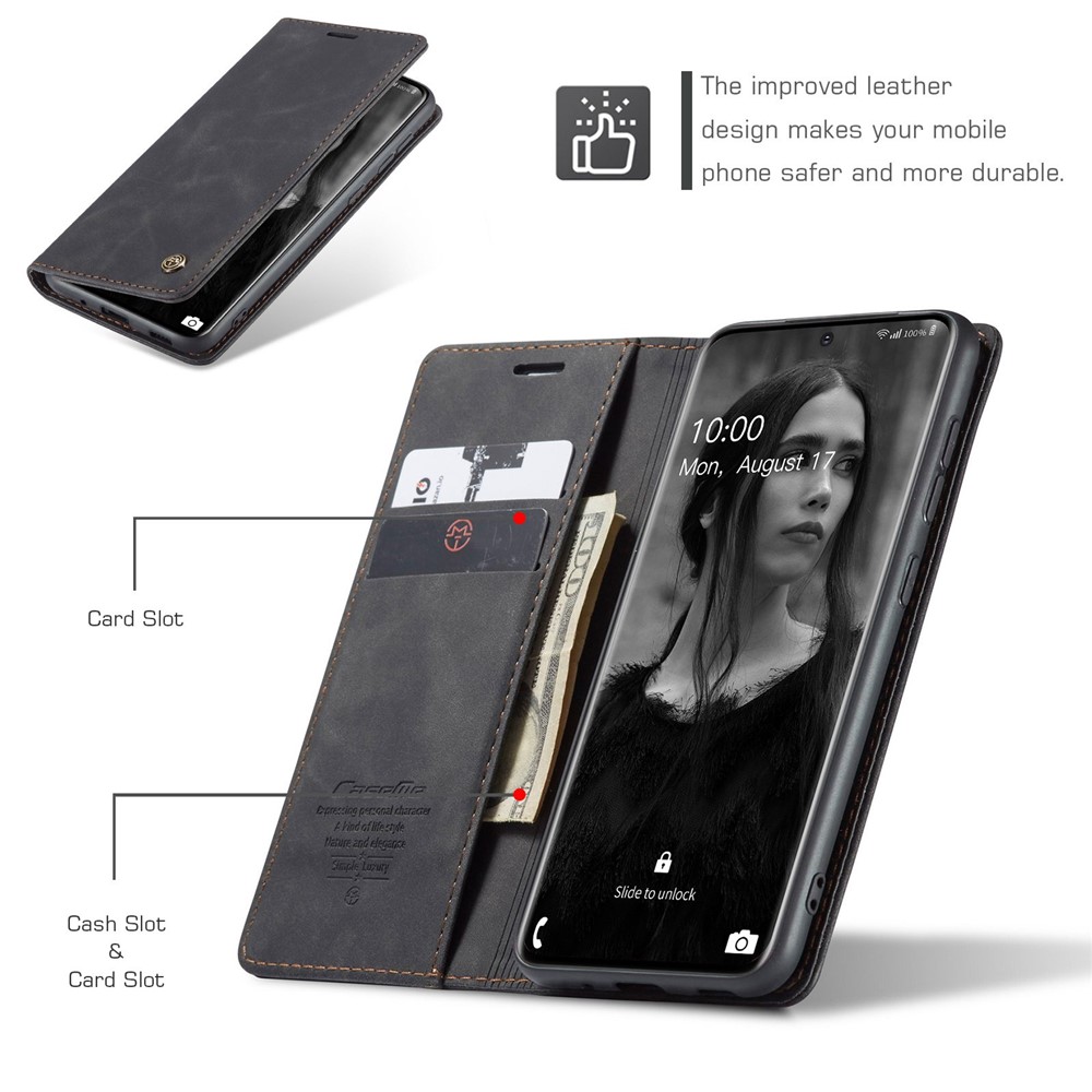 CASEME 013 Series Auto-absorbed Flip Leather Wallet Case for Samsung Galaxy S20 - Black-5