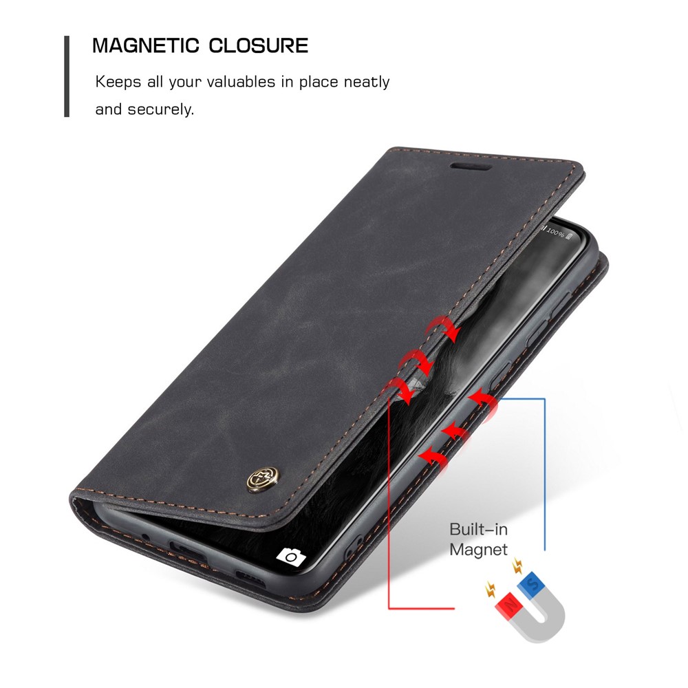 CASEME 013 Series Auto-absorbed Flip Leather Wallet Case for Samsung Galaxy S20 - Black-6