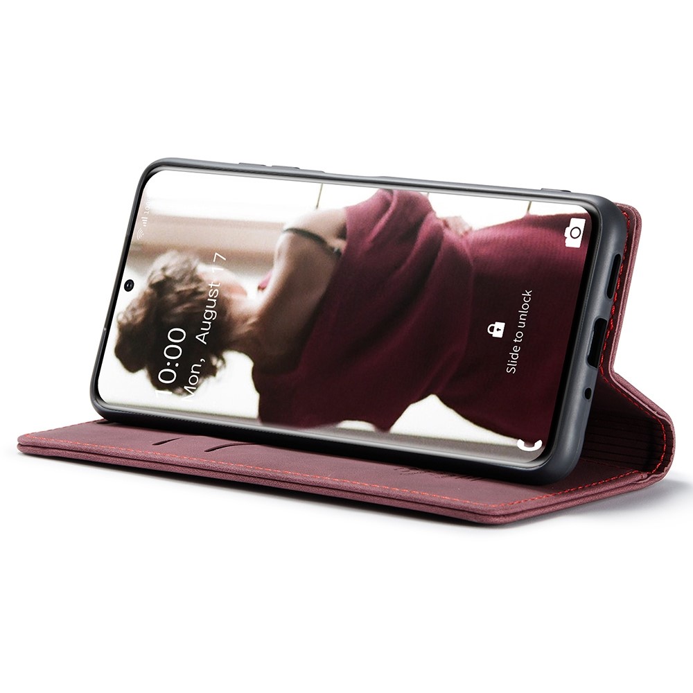 CASEME 013 Series Auto-absorbed Flip Leather Wallet Case for Samsung Galaxy S20 - Red-3