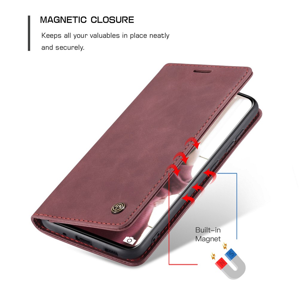 CASEME 013 Series Auto-absorbed Flip Leather Wallet Case for Samsung Galaxy S20 - Red-6