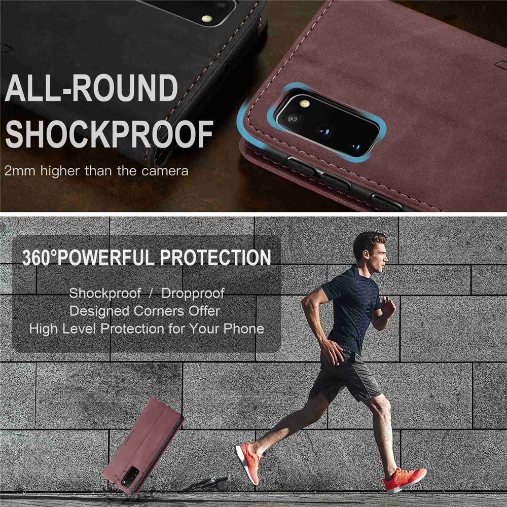 CASEME 013 Series Auto-absorbed Flip Leather Wallet Case for Samsung Galaxy S20 - Red-8