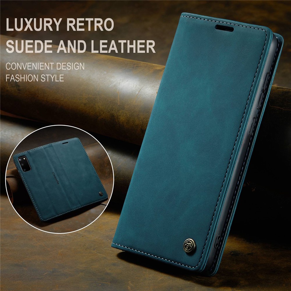 CASEME 013 Series Auto-absorbed Flip Leather Wallet Case for Samsung Galaxy S20 - Green-11