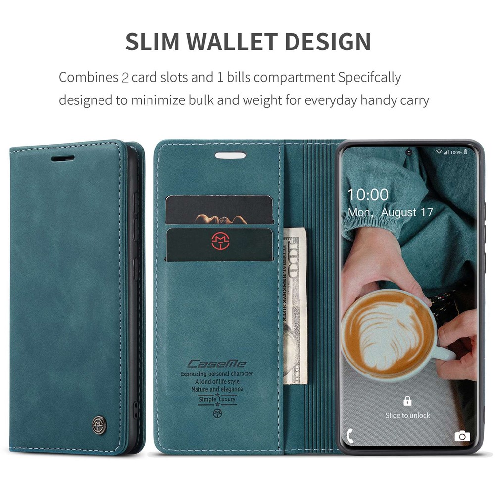 CASEME 013 Series Auto-absorbed Flip Leather Wallet Case for Samsung Galaxy S20 - Green-4