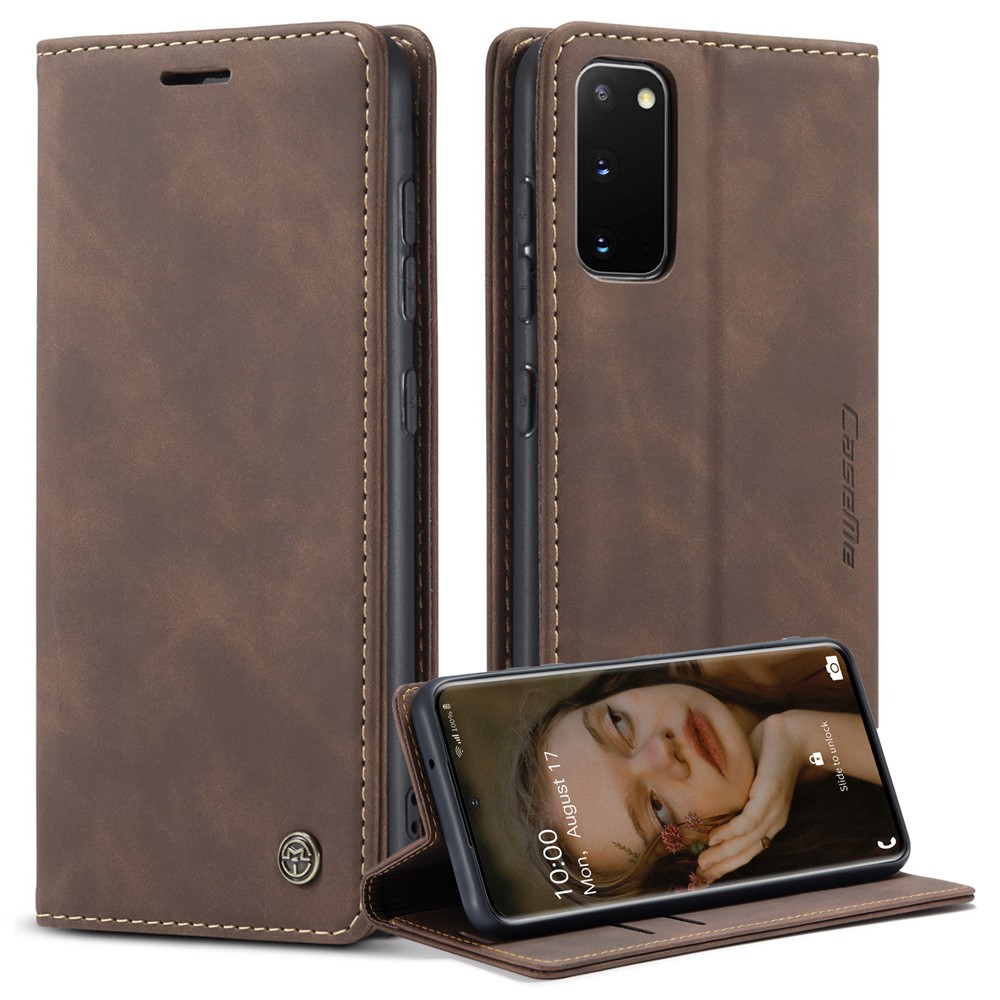 CASEME 013 Serie Auto-absorbiert Fall Flip-Ledermappe Für Samsung-Galaxie S20 / S11e - Dunkelbraun-1