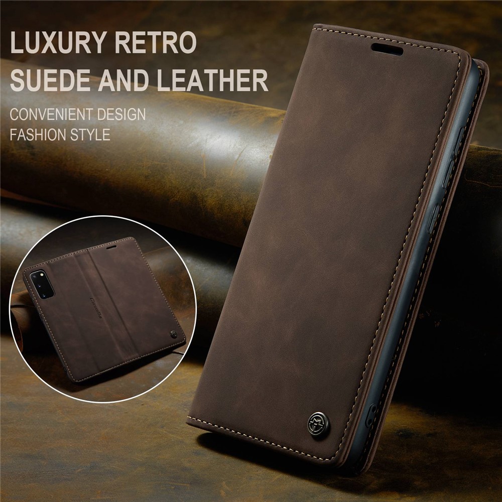 CASEME 013 Serie Auto-absorbiert Fall Flip-Ledermappe Für Samsung-Galaxie S20 / S11e - Dunkelbraun-11