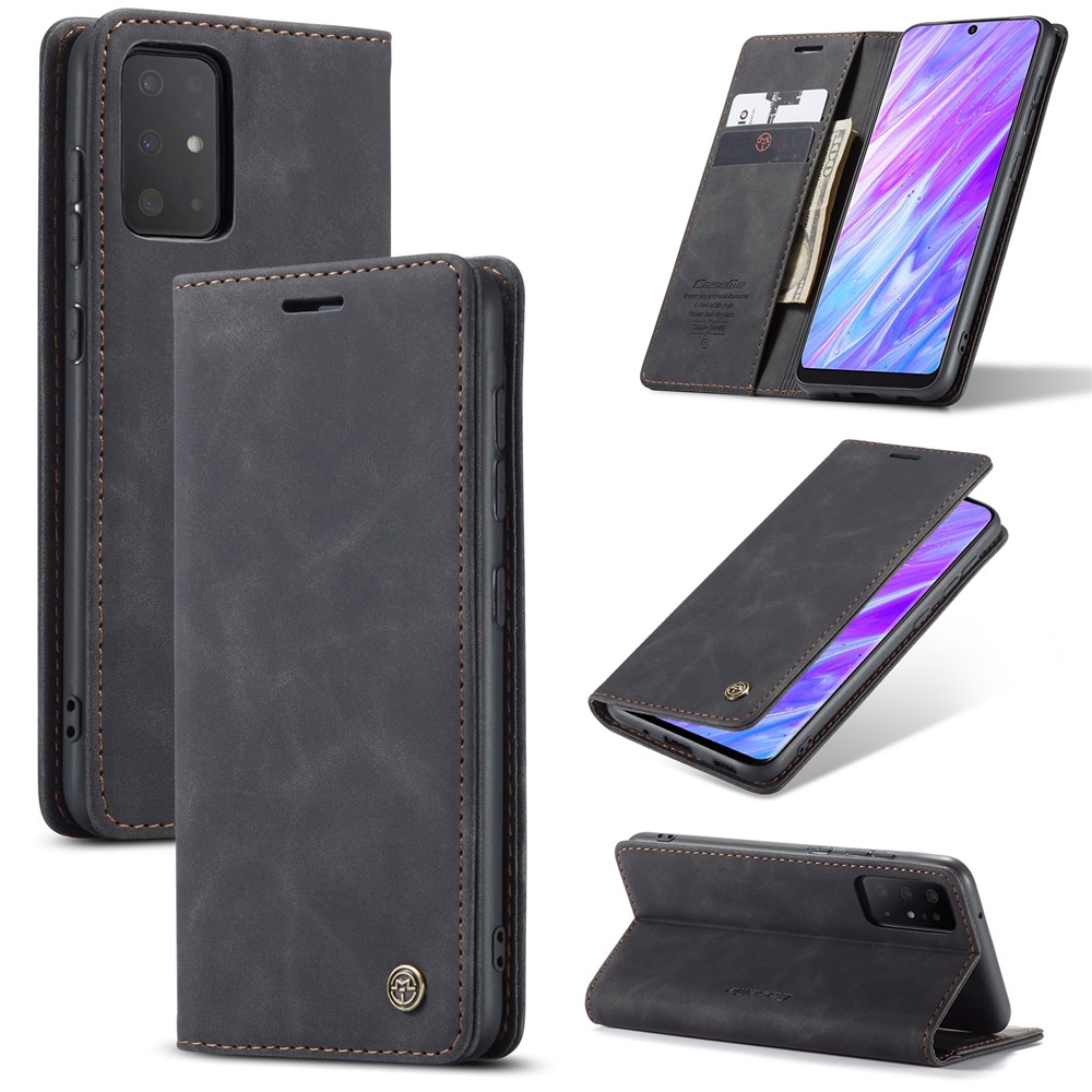 CASEME 013 Series Auto-absorbed Business Leather Wallet Stand Phone Case for Samsung Galaxy S20 Plus/S11 - Black-1