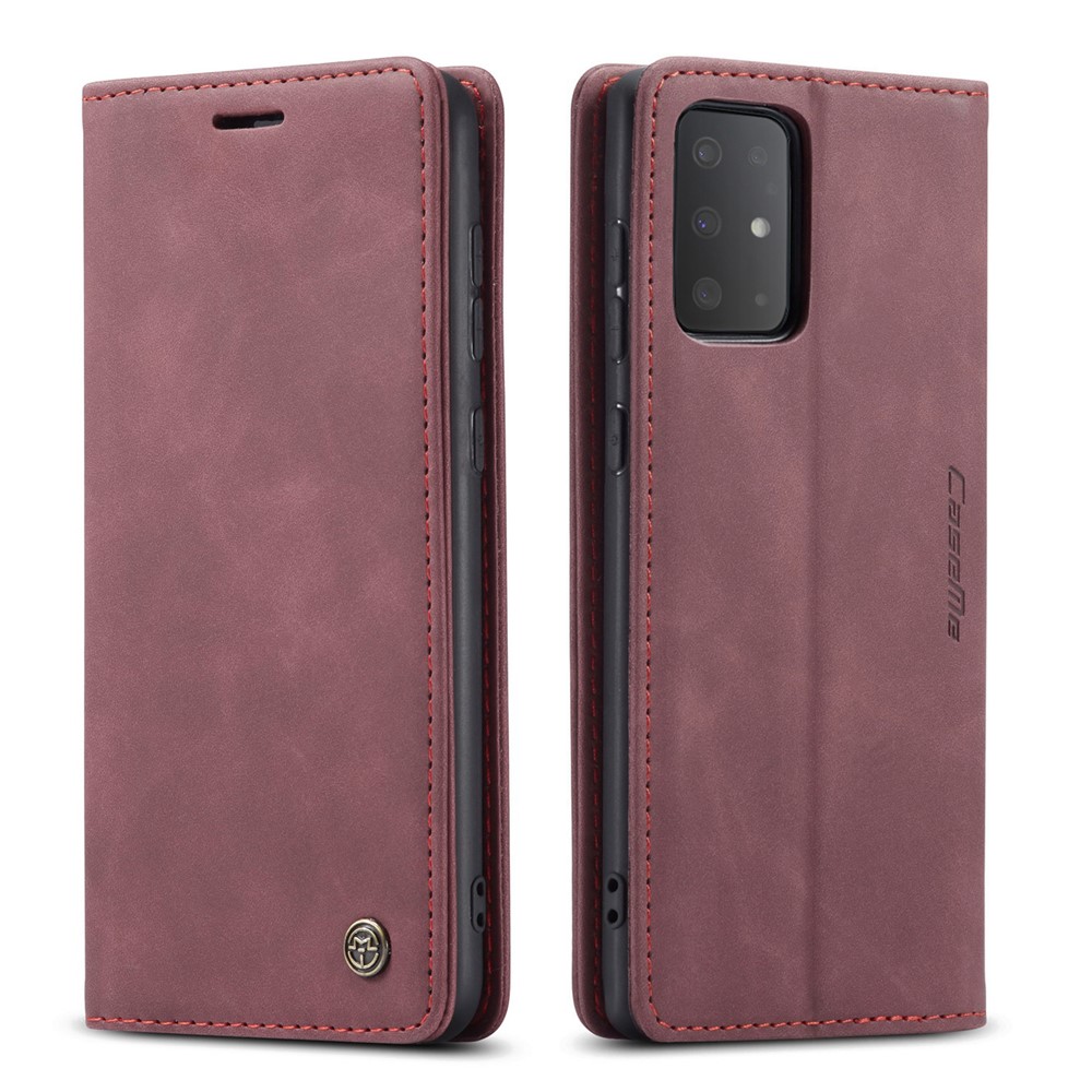 CASEME 013 Series Auto-absorbed Business Leather Wallet Stand Phone Case for Samsung Galaxy S20 Plus - Red-2