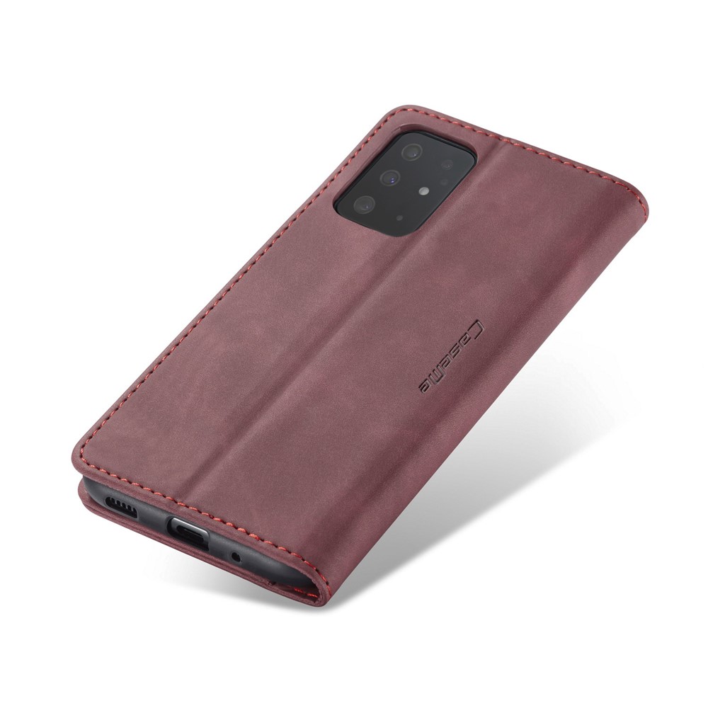 CASEME 013 Series Auto-absorbed Business Leather Wallet Stand Phone Case for Samsung Galaxy S20 Plus - Red-9