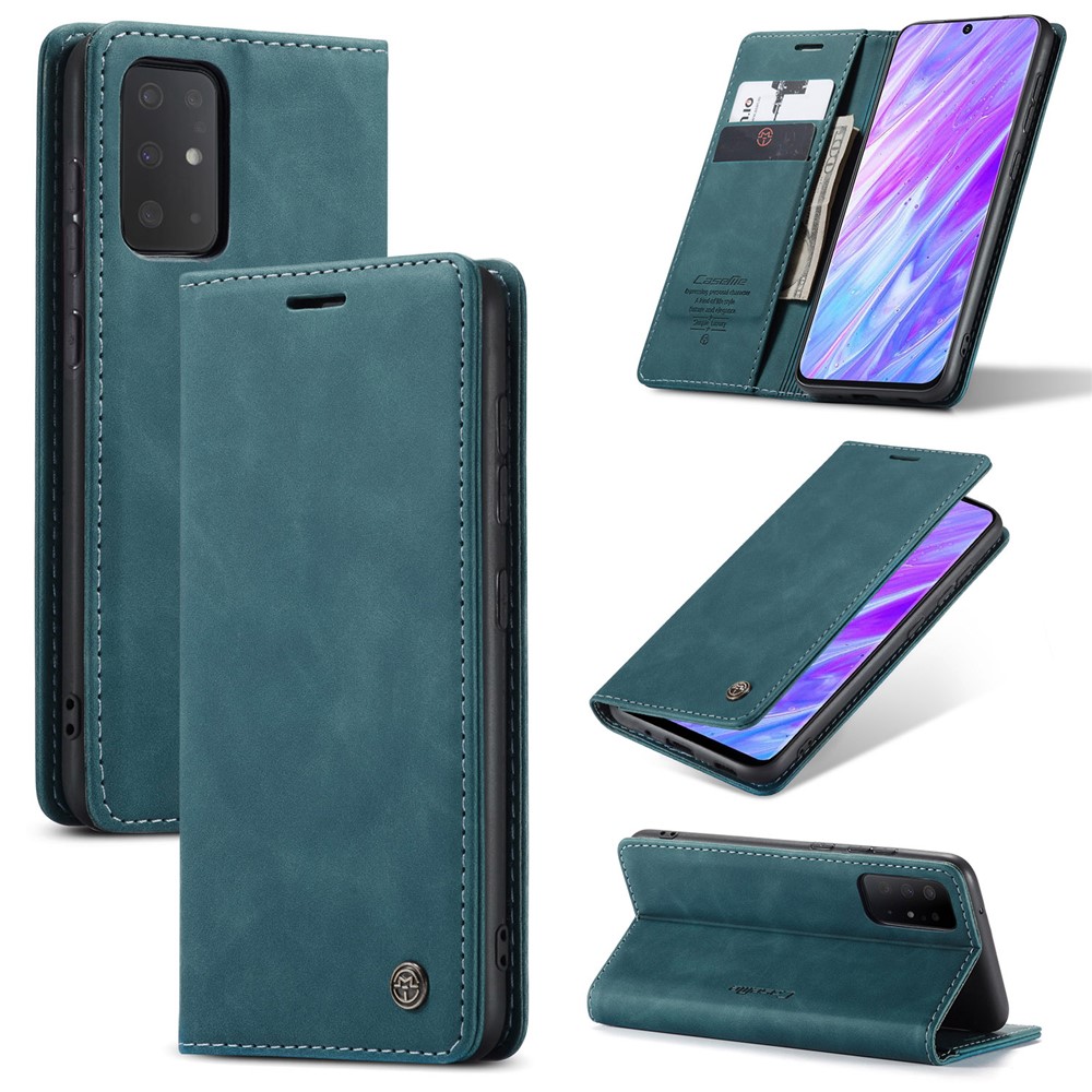 CASEME 013 Series Auto-absorbed Business Leather Wallet Stand Phone Case for Samsung Galaxy S20 Plus - Green-1