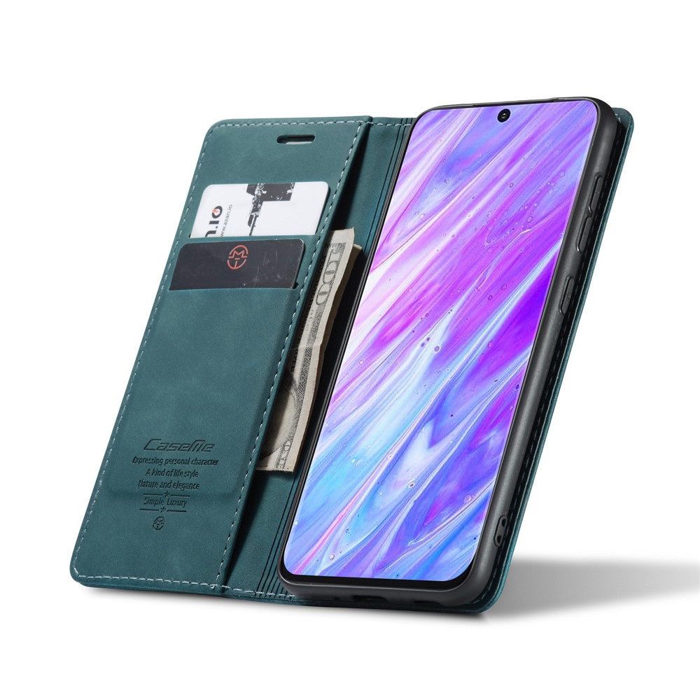CASEME 013 Series Auto-absorbed Business Leather Wallet Stand Phone Case for Samsung Galaxy S20 Plus - Green-5