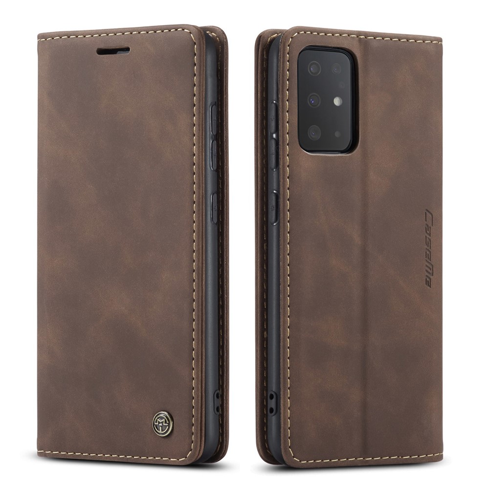 CASEME 013 Series Auto-absorbed Business Leather Wallet Stand Phone Case for Samsung Galaxy S20 Plus - Dark Brown-2