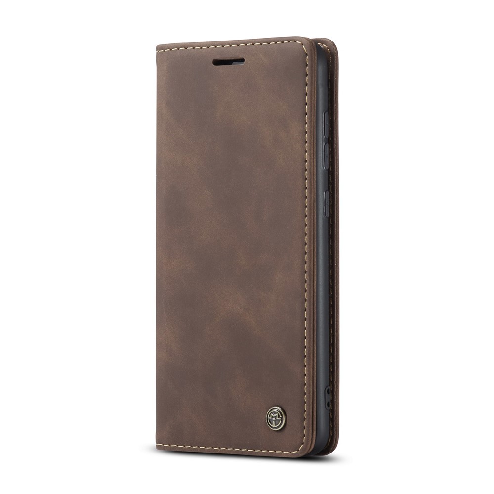 CASEME 013 Series Auto-absorbed Business Leather Wallet Stand Phone Case for Samsung Galaxy S20 Plus - Dark Brown-3